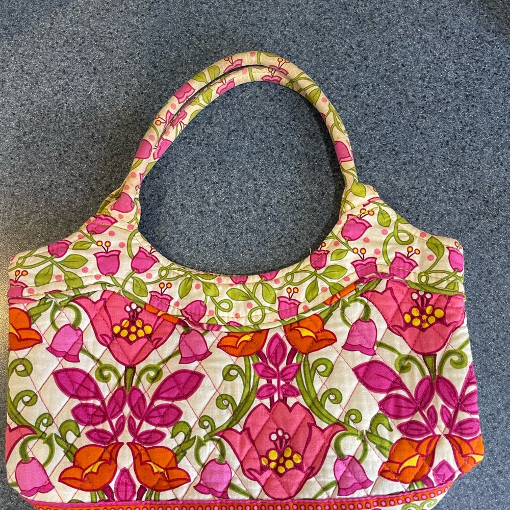 Vera Bradley Pink Orange Floral Quilted Mini Tote